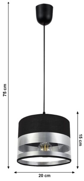 Lustr na lanku MILO 1xE27/60W/230V stříbrná/černá