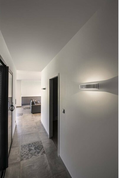 BIG WHITE SLV ASSO 300, nástěnné svítidlo, LED, 3000K, oválné, kartáčovaný Al/bílé, D/Š/V 30/9,5/7 cm 151275