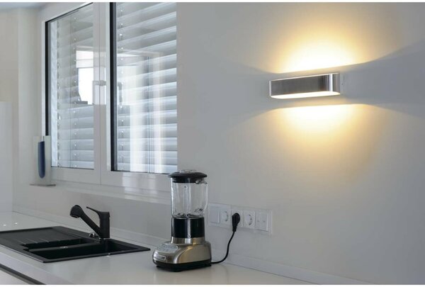BIG WHITE SLV ASSO 300, nástěnné svítidlo, LED, 3000K, oválné, kartáčovaný Al/bílé, D/Š/V 30/9,5/7 cm 151275