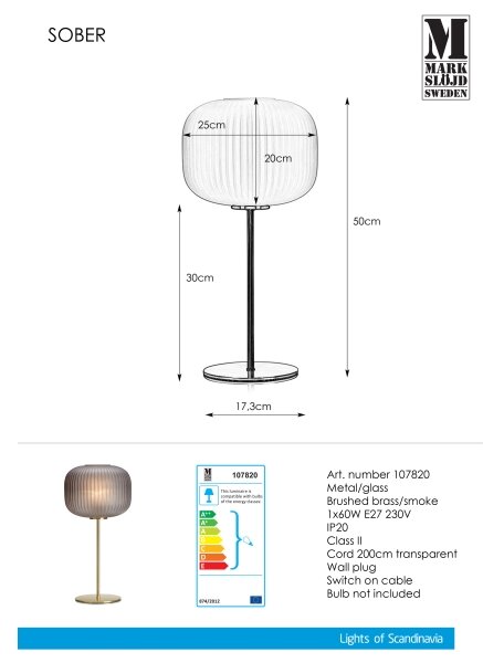 Markslöjd 107820 - Stolní lampa SOBER 1xE27/60W/230V mosaz