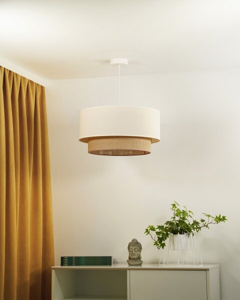 Duolla - Lustr na lanku BOHO 1xE27/40W/230V pr. 45 cm krémová/hnědá