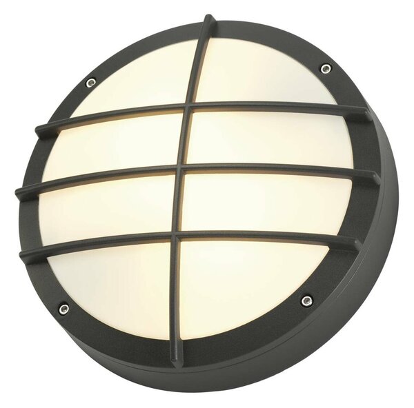 BIG WHITE SLV BULAN GRID, venkovní nástěnné a stropní svítidlo, A60, IP44, kulaté, antracit, max. 50 W, kryt PC 229085