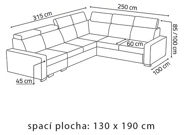 Sedací souprava PEDRO L | 315x250 | rozkládací + 2x úložný prostor | VÝBĚR TKANIN