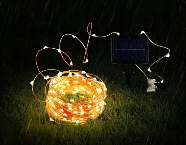 LED Solární dekorační řetěz 200xLED/1,2V 800 mAh 12 m IP44 černá