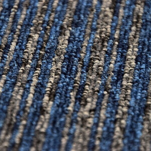 Tapibel, Kobercový čtverec Coral Lines 60360-50 modro-šedý 50 x 50 cm, chodba / předsíň