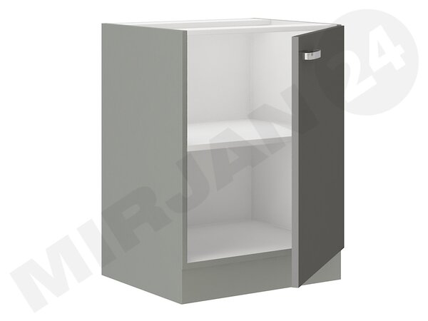 Dolní kuchyňská skříňka Milo 60 D 1F BB (šedá + bílý lesk)