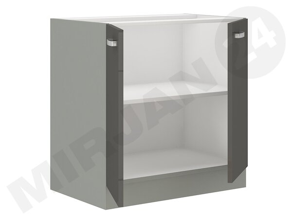 Dolní kuchyňská skříňka Milo 80 D 2F BB (šedá + krémový lesk)