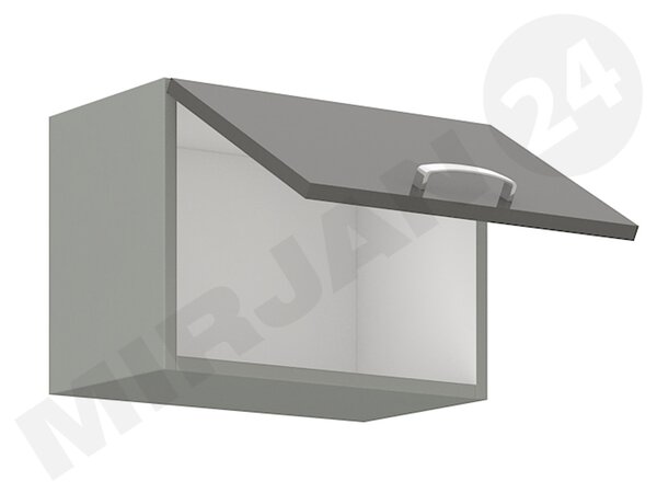 Horní kuchyňská skříňka Milo 50 GU-36 1F (šedá + bílý lesk)
