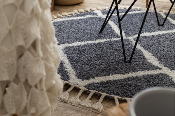 Makro Abra Koberec kulatý BERBER CROSS B5950 šedý / bílý Rozměr: průměr 120 cm
