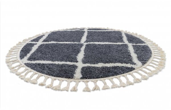 Makro Abra Koberec kulatý BERBER CROSS B5950 šedý / bílý Rozměr: průměr 120 cm