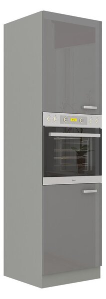 Skříňka vysoká pod pečící troubu Milo 60 DP-210 2F (šedá + šedý lesk)