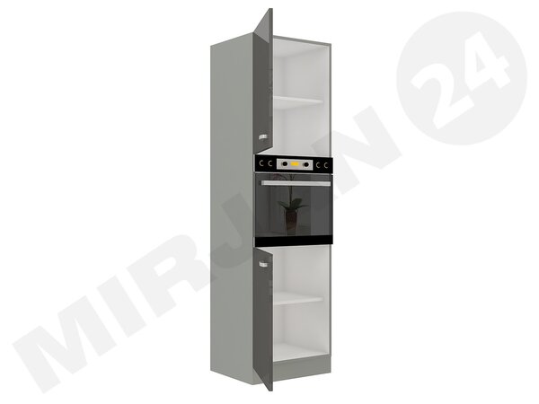 Skříňka vysoká pod pečící troubu Milo 60 DP-210 2F (šedá + šedý lesk)