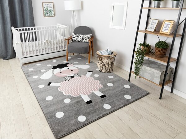 Makro Abra Dětský kusový koberec PETIT Ovečka šedý Rozměr: 80x150 cm