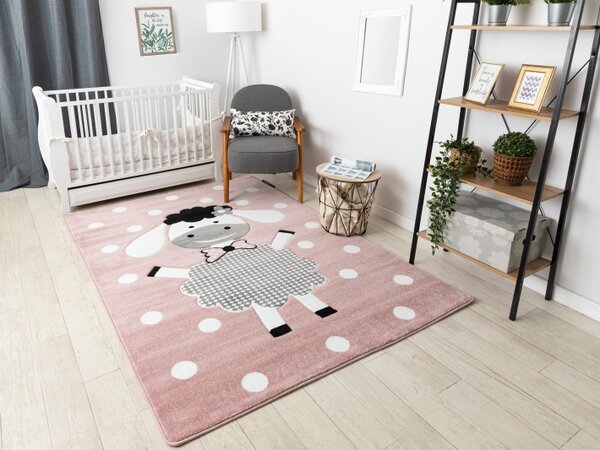 Makro Abra Dětský kusový koberec PETIT Ovečka růžový Rozměr: 120x170 cm