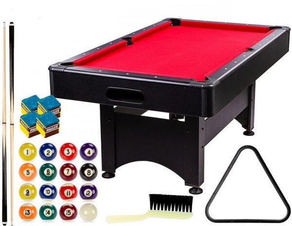GamesPlanet Kulečníkový stůl 6 ft, černo/červený s vybavením
