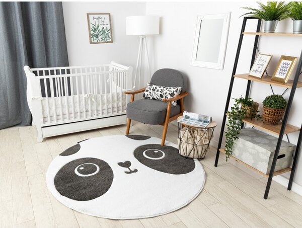 Makro Abra Dětský kulatý koberec PETIT PANDA bílý Rozměr: průměr 120 cm