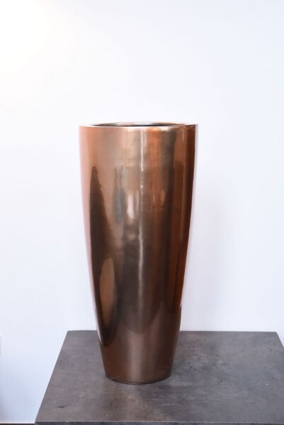 Exkluzivní květináč CITY, sklolaminát, výška 80 cm, růžovo-zlatá metalíza