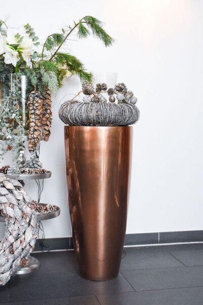 Exkluzivní květináč CITY, sklolaminát, výška 80 cm, růžovo-zlatá metalíza