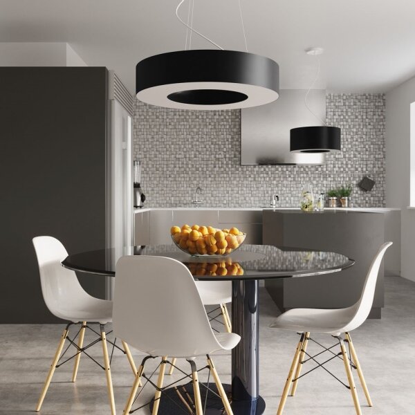 Sollux SL.0798 - Lustr na lanku SATURNO SLIM 8xE27/60W/230V pr. 90 cm černá
