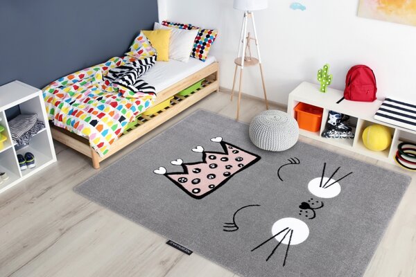 Makro Abra Dětský kusový koberec PETIT Kočka šedý Rozměr: 240x330 cm