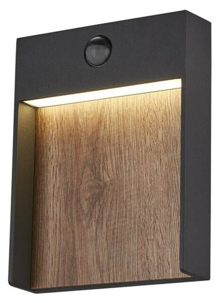 BIG WHITE SLV FLATT SENSOR Outdoor, nástěnné LED svítidlo, 3000K, IP65, antracitové/hnědé 1002955