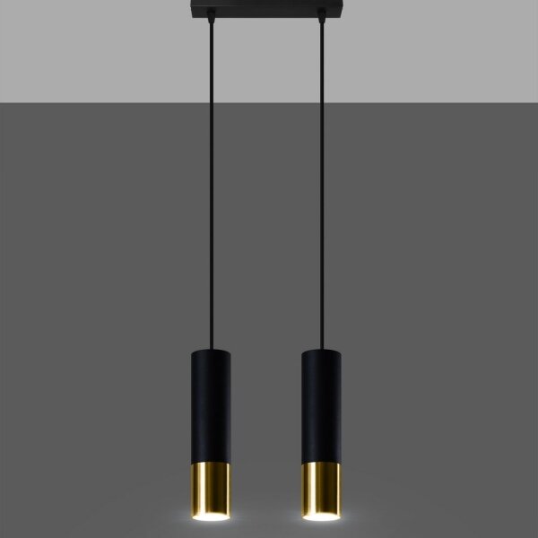 Sollux SL.0953 - Lustr na lanku LOOPEZ 2xGU10/10W/230V černá/zlatá
