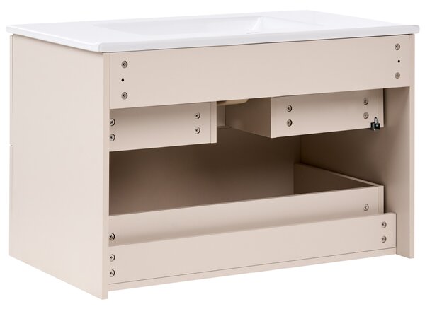 Závěsná koupelnová skříňka s umyvadlem TOTORANI 80 cm Béžová