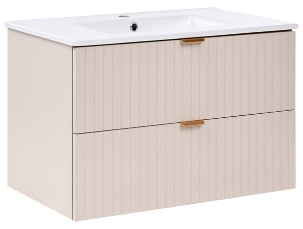 Závěsná koupelnová skříňka s umyvadlem TOTORANI 80 cm Béžová
