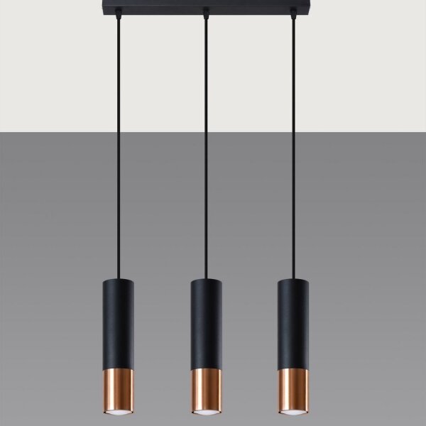 Sollux SL.0948 - Lustr na lanku LOOPEZ 3xGU10/10W/230V černá/měď