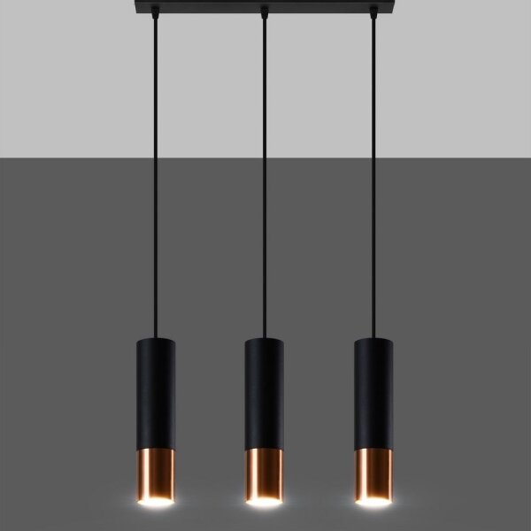 Sollux SL.0948 - Lustr na lanku LOOPEZ 3xGU10/10W/230V černá/měď