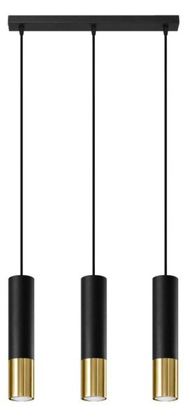 Sollux SL.0954 - Lustr na lanku LOOPEZ 3xGU10/10W/230V černá/zlatá