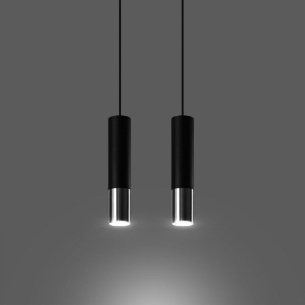 Sollux SL.0941 - Lustr na lanku LOOPEZ 2xGU10/10W/230V černá/chrom