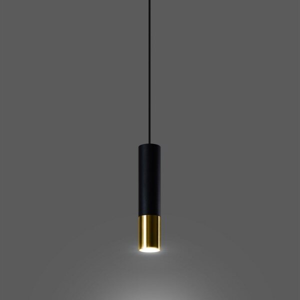 Sollux SL.0952 - Lustr na lanku LOOPEZ 1xGU10/40W/230V černá/zlatá