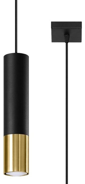 Sollux SL.0952 - Lustr na lanku LOOPEZ 1xGU10/40W/230V černá/zlatá