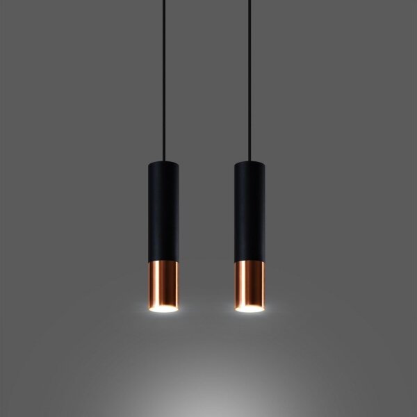 Sollux SL.0947 - Lustr na lanku LOOPEZ 2xGU10/10W/230V černá/měď
