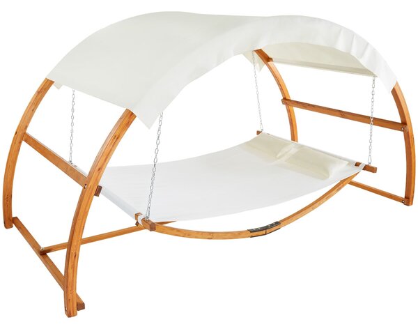 Tectake Houpací síť Locarno pro 2 osoby 328x160x171,5cm - týková