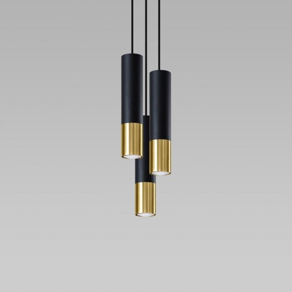 Sollux SL.0955 - Lustr na lanku LOOPEZ 3xGU10/10W/230V kulatý černá/zlatá