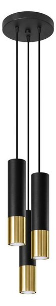 Sollux SL.0955 - Lustr na lanku LOOPEZ 3xGU10/10W/230V kulatý černá/zlatá