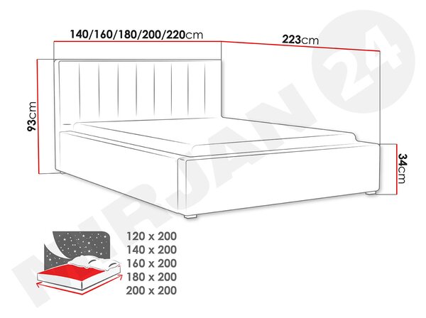 Manželská postel 180 cm Soldan (šedá)