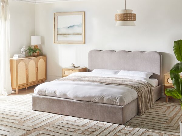 Postel s úložným prostorem Žinylka NANTERRE 180 x 200 cm Taupe
