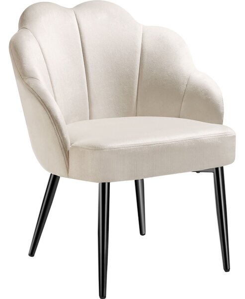 Tectake Křeslo Hellen, čalouněné sametovým potahem - krémová/černá,za kus