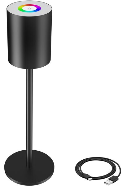 Tectake Moderní stolní lampa Corly, LED, 7 barev světla, stmívatelná - černá