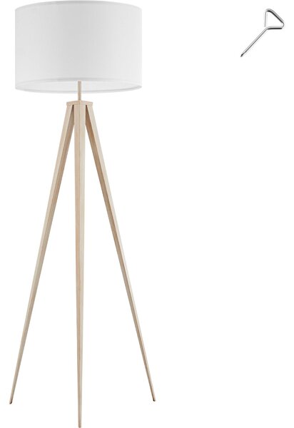 Tectake Stojací lampa Lunaris, textilní stínidlo, trojnožka - dub