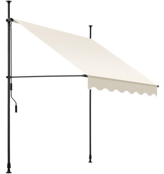Tectake Upínací markýza s ruční klikou, výškově nastavitelná - 150 x 180 cm,béžová