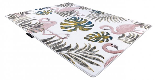 Makro Abra Dětský kusový koberec PETIT Plameňáci Listy palmy krémový Rozměr: 80x150 cm