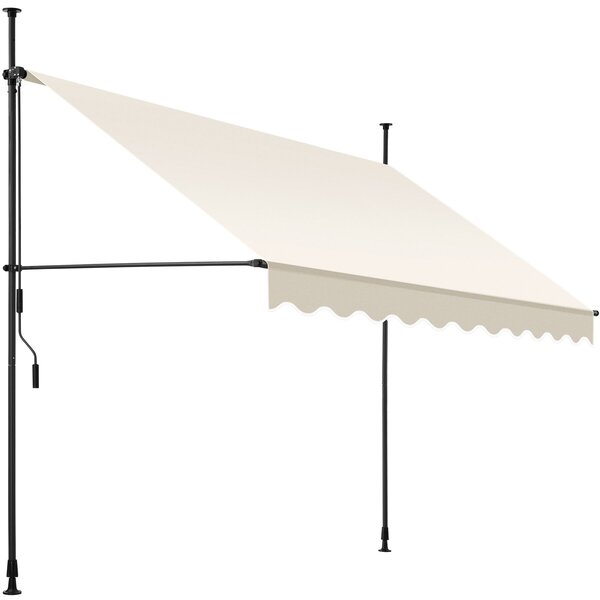 Tectake Upínací markýza s ruční klikou, výškově nastavitelná - 250 x 180 cm,béžová