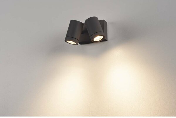 BIG WHITE SLV HELIA, venkovní nástěnné svítidlo, dvě žárovky, LED, 3000K, IP55, antracit, otočné, 2x8 W 233255