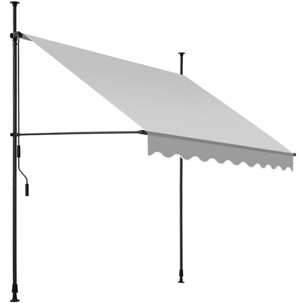 Tectake Upínací markýza s ruční klikou, výškově nastavitelná - 200 x 180 cm,světle šedá