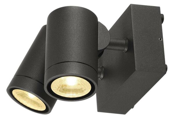BIG WHITE SLV HELIA, venkovní nástěnné svítidlo, dvě žárovky, LED, 3000K, IP55, antracit, otočné, 2x8 W 233255