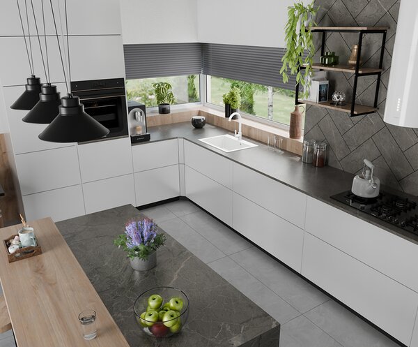 Granitový dřez ELITE bílý + sifon chrom 70 x 50 x 21 cm